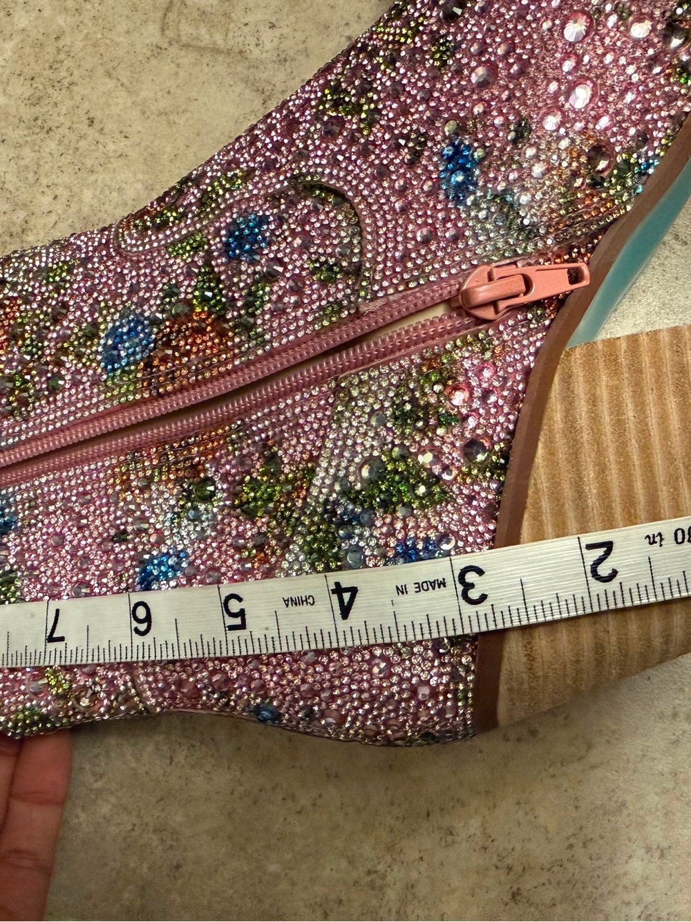 Betsey Johnson Pink Floral Crystal Western Booties Sz: 9.5 M - Picture 7 of 10